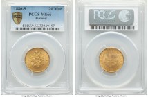 Russian Duchy. Alexander II gold 20 Markkaa 1880-S MS66 PCGS, Helsinki mint, KM9.2. Warm and satiny, and a veritable gem example of the type at this l...