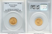Russian Duchy. Alexander III gold 10 Markkaa 1881-S MS65 PCGS, Helsinki mint, KM8.2. An undeniable gem fielding ample golden frost. 

HID09801242017

...