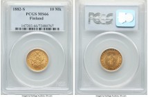 Russian Duchy. Alexander III gold 10 Markkaa 1882-S MS66 PCGS, Helsinki mint, KM8.2. Satiny and worthy of the closest adoration and inspection. 

HID0...