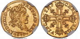 Louis XIII gold 1/2 Louis d'Or 1641-A MS65 NGC, Paris mint, KM125, Fr-411. A true gem of its type boasting flashy aurous radiance coupled with a clear...
