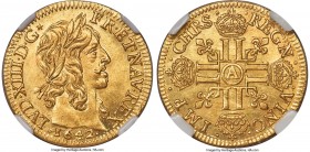Louis XIII gold Louis d'Or 1642-A MS64 NGC, Paris mint, KM104, Gad-58. A premier representative of this 17th century Louis d'or featuring the curled b...