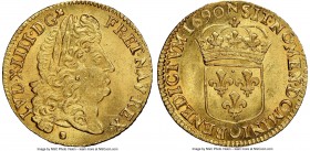 Louis XIV gold Louis d'Or 1690-N MS66+ NGC Montpellier mint, KM278.11, Gad-250. Of exceptional graceful beauty and serving as the single finest exampl...