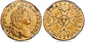 Louis XV gold Louis d'Or 1718-& MS63 NGC, Aix mint, KM-Unl., Gad-336. Highly appealing for this elusive type, featuring a combination of a well-placed...
