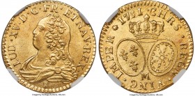 Louis XV gold Louis d'Or 1731/21-M MS66 NGC, Toulouse mint, KM489.13, Gad-340. Of very rare quality for this mint-date, or any mint-date in the series...