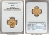 Louis XVIII gold 20 Francs 1824-A AU58 NGC, Paris mint, KM712.1. Displaying light rub to only the highest points, with a near-Mint State appeal result...