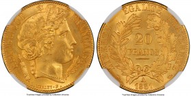 Republic gold 20 Francs 1851-A MS65+ PCGS, Paris mint, KM762. An excellent type representative displaying nearly undisturbed surfaces and soft, velvet...