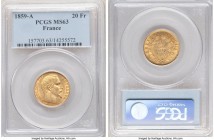 Napoleon III gold 20 Francs 1859-A MS63 PCGS, Paris mint, KM781.1. Choice and lustrous with a faint degree of surface tone. 

HID09801242017

© 2020 H...