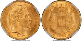 Napoleon III gold 20 Francs 1861-A MS65 PCGS, Paris mint, KM801.1. Visually entrancing, a wonderful interplay of color resulting from the contrast bet...