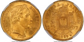 Napoleon III gold 20 Francs 1869-A MS66 PCGS, Paris mint, KM801.1. Even the finest detail is fully realized in this laudable jewel of its type, featur...