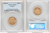 Napoleon III gold 20 Francs 1870-A MS63 PCGS, Paris mint, KM801.1. Final year of reign issue. 

HID09801242017

© 2020 Heritage Auctions | All Rights ...