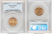 Republic gold 20 Francs 1877-A MS66 PCGS, Paris mint, KM825. A radiant example bursting with cartwheel luster. 

HID09801242017

© 2020 Heritage Aucti...