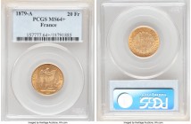 Republic gold 20 Francs 1879-A MS64+ PCGS, Paris mint, KM825. An appealing selection revealing no flaws of note. 

HID09801242017

© 2020 Heritage Auc...