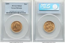 Victoria gold Sovereign 1895 MS62 PCGS, KM785, S-3874. A scarcer date in the series, preserved to a near-choice level. 

HID09801242017

© 2020 Herita...