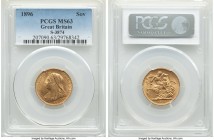Victoria gold Sovereign 1896 MS63 PCGS, KM785, S-3874. A fine example of the Veiled Head type featuring abundant luster over clear surfaces. 

HID0980...