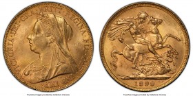 Victoria gold Sovereign 1899 MS63 PCGS, KM785, S-3874. Only the lightest peppering of contact marks precludes a finer designation. 

HID09801242017

©...