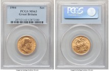 Edward VII gold Sovereign 1904 MS63 PCGS, KM805. Blanketed in golden luster that whirls effortlessly over the surfaces. 

HID09801242017

© 2020 Herit...