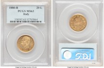Umberto I gold 20 Lire 1880-R MS63 PCGS, Rome mint, KM21. Semi-reflective and exhibiting a pleasing frost over Umberto's bust. 

HID09801242017

© 202...