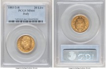 Umberto I gold 20 Lire 1883-R MS64 PCGS, Rome mint, KM21. Semi-Prooflike with satin luster decorating the peripheries. 

HID09801242017

© 2020 Herita...
