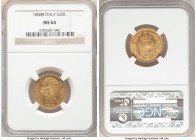Umberto I gold 20 Lire 1888-R MS64 NGC, Rome mint, KM21. Uniformly struck and enhanced by a distinctive shimmering luster to the reverse. 

HID0980124...