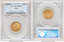 Umberto I gold 20 Lire 1890-R MS64+ PCGS, Rome mint, KM21. Crafted to covetable precision of detail and marked by vibrant golden features that draw th...