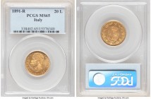 Umberto I gold 20 Lire 1891-R MS65 PCGS, Rome mint, KM21. Revealing delicate reflectivity throughout radiant fields. 

HID09801242017

© 2020 Heritage...