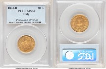 Umberto I gold 20 Lire 1893-R MS64 PCGS, Rome mint, KM21. Struck on a richly colored golden planchet holding designs struck to completion. 

HID098012...