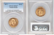 Willem III gold 10 Gulden 1877 MS67 PCGS, KM106. Brilliant, nearly absent any flaws whatsoever, and highly visually charming. 

HID09801242017

© 2020...