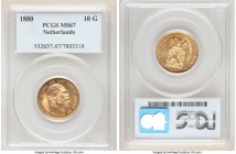 Willem III gold 10 Gulden 1880 MS67 PCGS, KM106. Boasting a flawlessly executed strike, the resulting features positively drenched in mint luster. 

H...