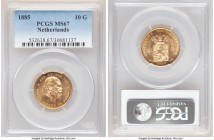 Willem III gold 10 Gulden 1885 MS67 PCGS, KM106. A radiant jewel decorated in dandelion gold tone. 

HID09801242017

© 2020 Heritage Auctions | All Ri...