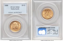 Willem III gold 10 Gulden 1888 MS66 PCGS, KM106. A glowing gem revealing consistent sharpness to even the highest points. 

HID09801242017

© 2020 Her...