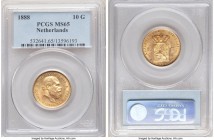 Willem III gold 10 Gulden 1888 MS65 PCGS, KM106. A fetching jewel graced with a hint of silvery tone. 

HID09801242017

© 2020 Heritage Auctions | All...