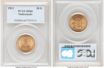 Wilhelmina I gold 10 Gulden 1911 MS66 PCGS, KM149. Tied for finest certified across both PCGS and NGC. 

HID09801242017

© 2020 Heritage Auctions | Al...