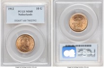 Wilhelmina I gold 10 Gulden 1912 MS68 PCGS, KM149. Bordering on perfection, and tied for finest certified across both PCGS and NGC.

HID09801242017

©...