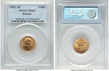 Nicholas II gold 5 Roubles 1902-AP MS67 PCGS, St. Petersburg mint, KM-Y62. AGW 0.1245 oz.

HID09801242017

© 2020 Heritage Auctions | All Rights Reser...