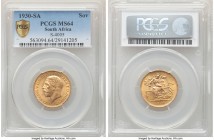 George V gold Sovereign 1930-SA MS64 PCGS, Pretoria mint, KM-A22, S-4005. Charming and decorated in gentle saffron tone, very little handling observed...