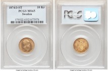 Oscar II gold 10 Kronor 1874/3-ST MS65 PCGS, KM732. An inviting gem revealing whirling cartwheel luster. 

HID09801242017

© 2020 Heritage Auctions | ...