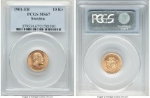 Oscar II gold 10 Kronor 1901-EB MS67 PCGS, KM767. Harvest-gold, approaching flawless preservation. 

HID09801242017

© 2020 Heritage Auctions | All Ri...