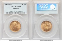Oscar II gold 20 Kronor 1878-EB MS65 PCGS, KM748. A sharp offering displaying rich golden luster. 

HID09801242017

© 2020 Heritage Auctions | All Rig...