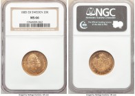 Oscar II gold 20 Kronor 1885-EB MS66 NGC, KM748. Admitting none but the most trivial and insignificant contact to establish the assigned grade. An imp...