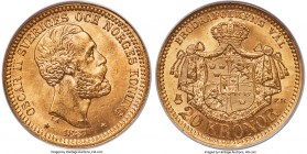Oscar II gold 20 Kronor 1887-EB MS66 PCGS, KM748. A beautiful specimen showcasing a tiger's-eye-like obverse effect. 

HID09801242017

© 2020 Heritage...