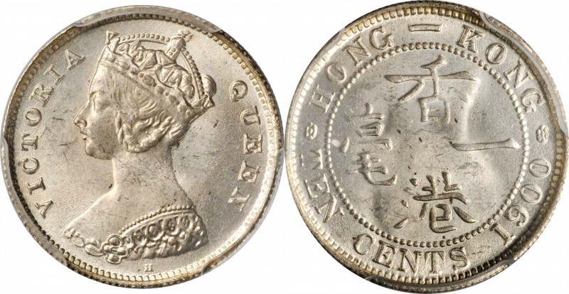 HONG KONG

HONG KONG. 10 Cents, 1900-H. Heaton Mint. Victoria. PCGS MS-65 Gold...