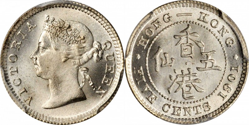 HONG KONG

HONG KONG. 5 Cents, 1901. London Mint. Victoria. PCGS MS-67+ Gold S...