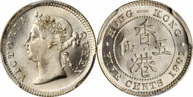 HONG KONG

HONG KONG. 5 Cents, 1901. London Mint. Victoria. PCGS MS-67+ Gold Shield.

KM-5; Mars-C8. An incredibly superlative Gem, this blast whi...