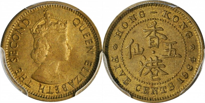 HONG KONG

HONG KONG. 5 Cents, 1964-H. Heaton Mint. PCGS MS-62 Gold Shield.
...
