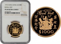 HONG KONG

HONG KONG. 1000 Dollars, 1975. London Mint. NGC PROOF-69 Ultra Cameo.

Fr-1; KM-38; Mars-G1. Mintage: 5,005. Commemorating the royal vi...