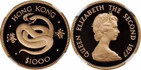 HONG KONG

HONG KONG. 1000 Dollars, 1977. Lunar Series, Year of the Snake. NGC PROOF-69 Ultra Cameo.

Fr-3; KM-42; Mars-G3. Mintage: 10,000. Visua...