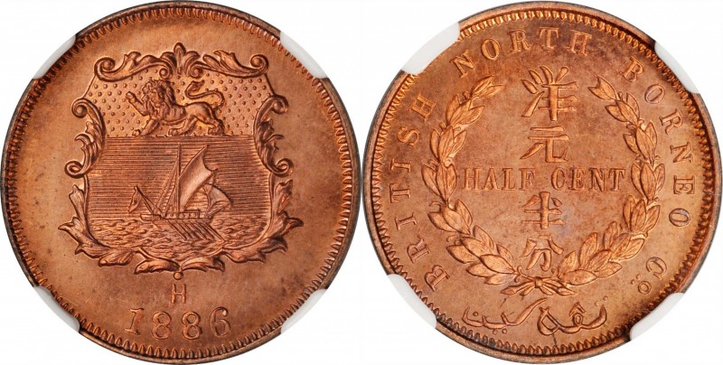 BRITISH NORTH BORNEO

BRITISH NORTH BORNEO. 1/2 Cent, 1886-H. Heaton Mint. Vic...