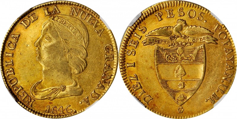 COLOMBIA

COLOMBIA. 16 Pesos, 1846-UM. Popayan Mint. NGC AU-53.

Fr-75; KM-9...