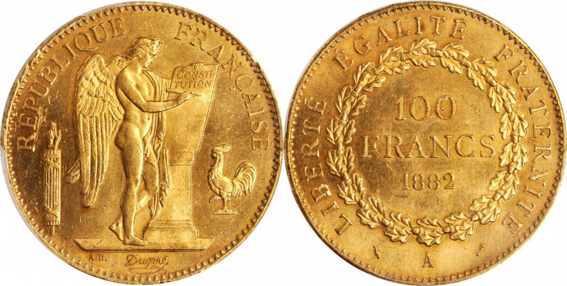 Louis XVI to Napoleon III (1774-1870)

FRANCE. 100 Francs, 1882-A. Paris Mint....