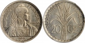 FRENCH INDO-CHINA

FRENCH INDO-CHINA. Nickel 20 Cents Essai (Pattern), 1939. Paris Mint. PCGS SPECIMEN-65 Gold Shield.

KM-E34; Lec-242. Reeded & ...